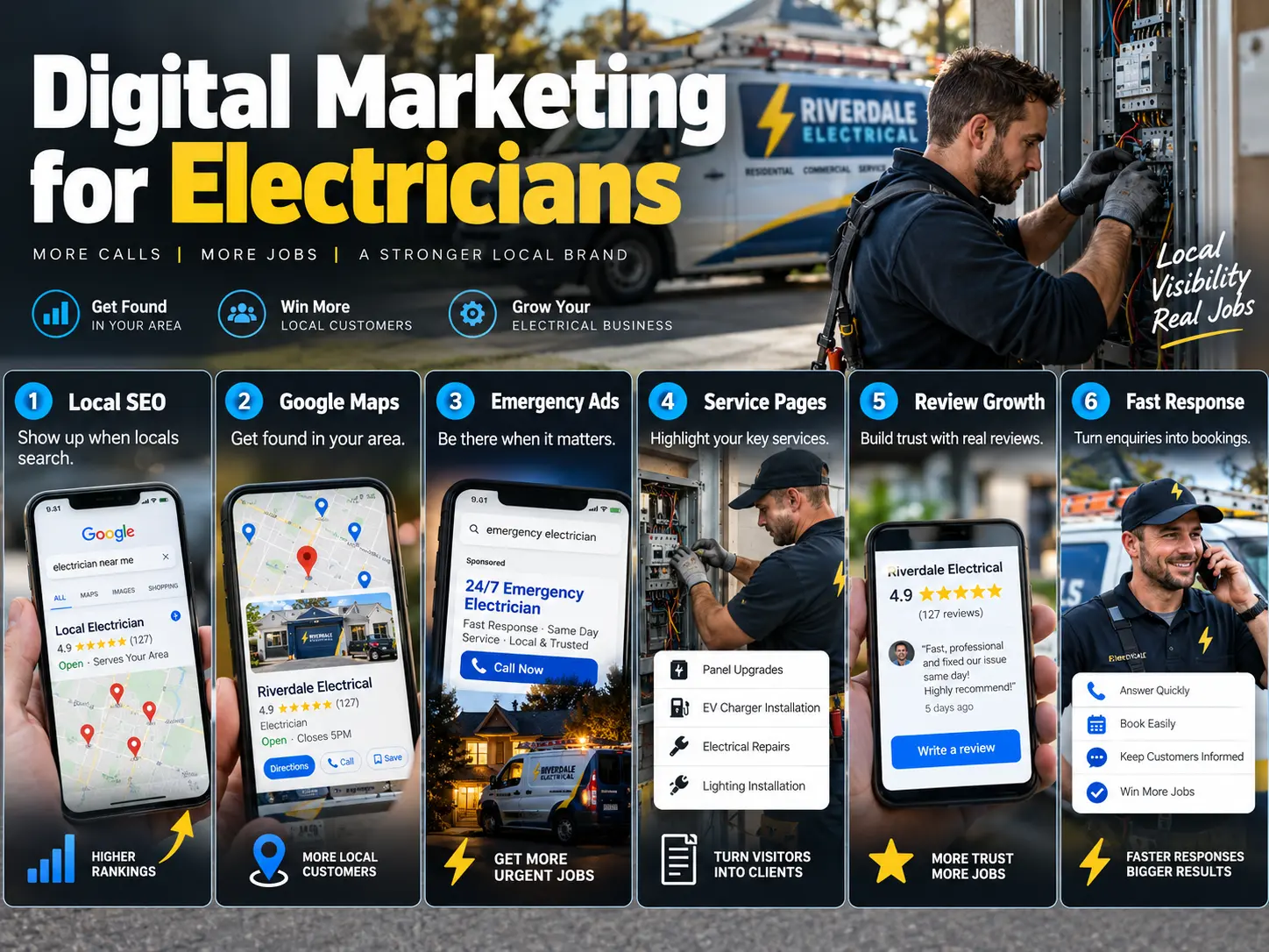 digital marketing for electricians infographic